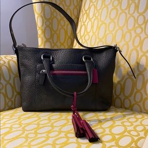 Authentic Coach gray pebbled leather shoulder bag